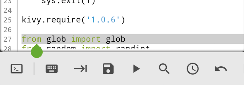 QPython - editor's toolbar