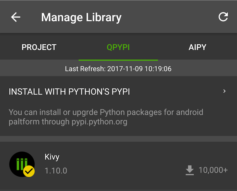 Manage kivy libraries in QPYPI