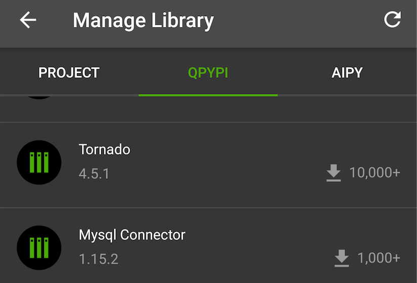 tornado library in QPYPI